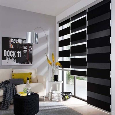 Smart elektrische Blackout Black Zebra Blind für das Wohnzimmer