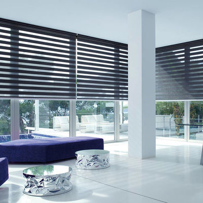 Grey Motorized Roman Blind Curtains PVC lamellierte Art für Wohnzimmer