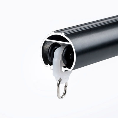 Doppeltes Wohnzimmer-Bucht-Aluminiumschwarzes, das Gardinenstangen und Schienen kombiniert