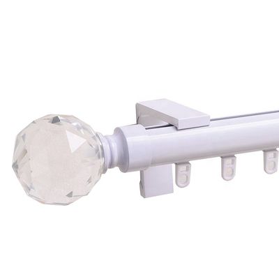 Schwarze weiße Farb-Crystal Finials Single Whole Set-Aluminium-Metallgardinenstangen, Bahn