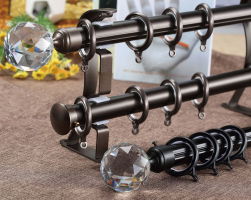 28mm dekorative Aluminium-Polen Crystal Finials Curtains Rods Set