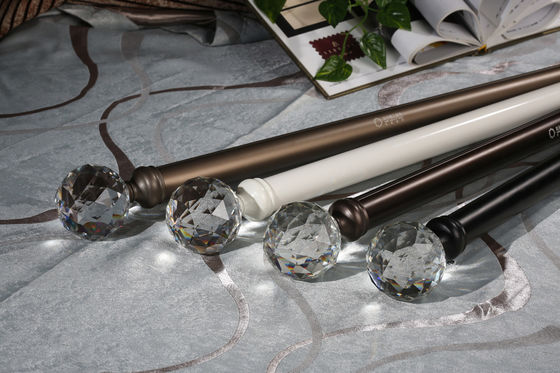 28mm dekorative Aluminium-Polen Crystal Finials Curtains Rods Set