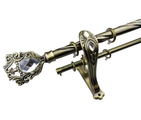 Metallteleskopische doppelte Schienen-Gardinenstange-justierbarer Splitter 25Mm 28Mm mit Klammern