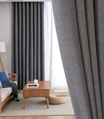 Samt-Leinen helles Grey Blackout Curtain Double Layer einfacher Ring Style