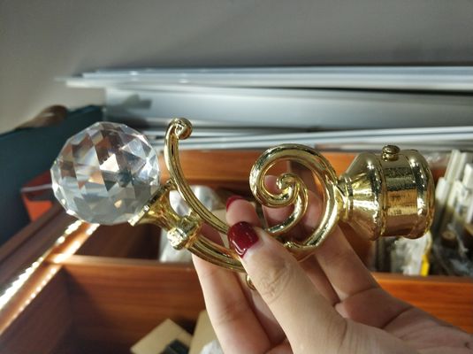 Großhandelskristallgoldgardinenstangemetallfinials-Gardinenstangezusätze für Gardinenstangen