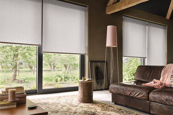 Beige Polyester-Schaum 100% beschichtete Rollen-Jalousien für Büros